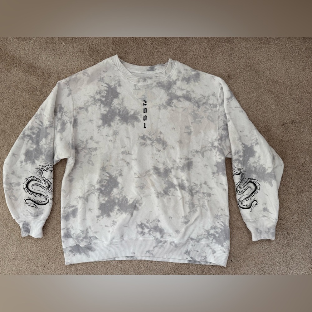 Hollister Dixie D’Amelio Collab White Tie Dye Dragon Sweatshirt Women’s XS